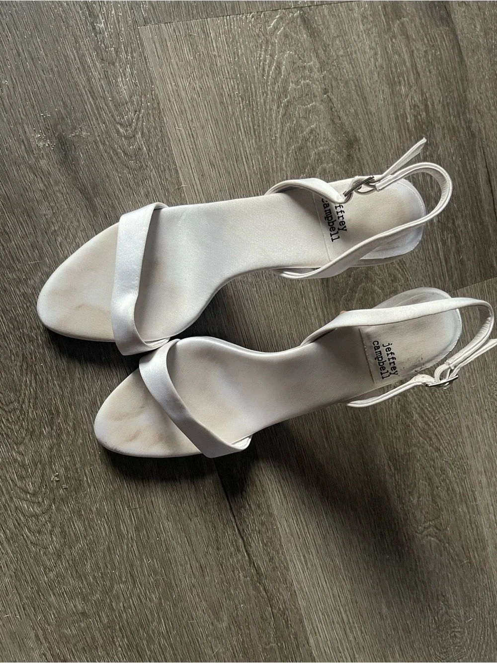 Jeffrey Campbell White Single-Strap Ankle-Sandal Flawed
